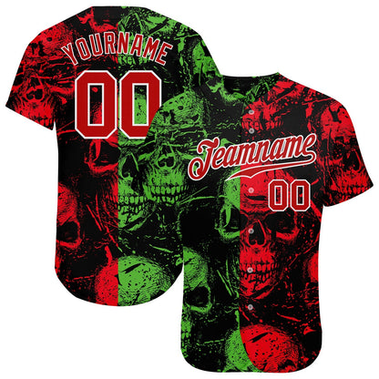 Frenzidea Custom 3D Pattern Halloween Skulls Baseball Jersey