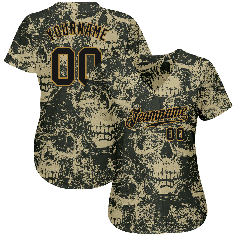 Frenzidea Custom 3D Pattern Halloween Skulls Baseball Jersey