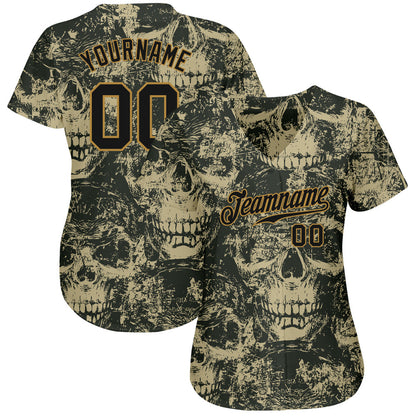 Frenzidea Custom 3D Pattern Halloween Skulls Baseball Jersey