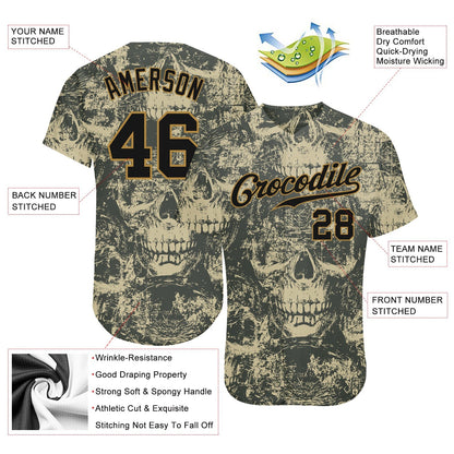Frenzidea Custom 3D Pattern Halloween Skulls Baseball Jersey
