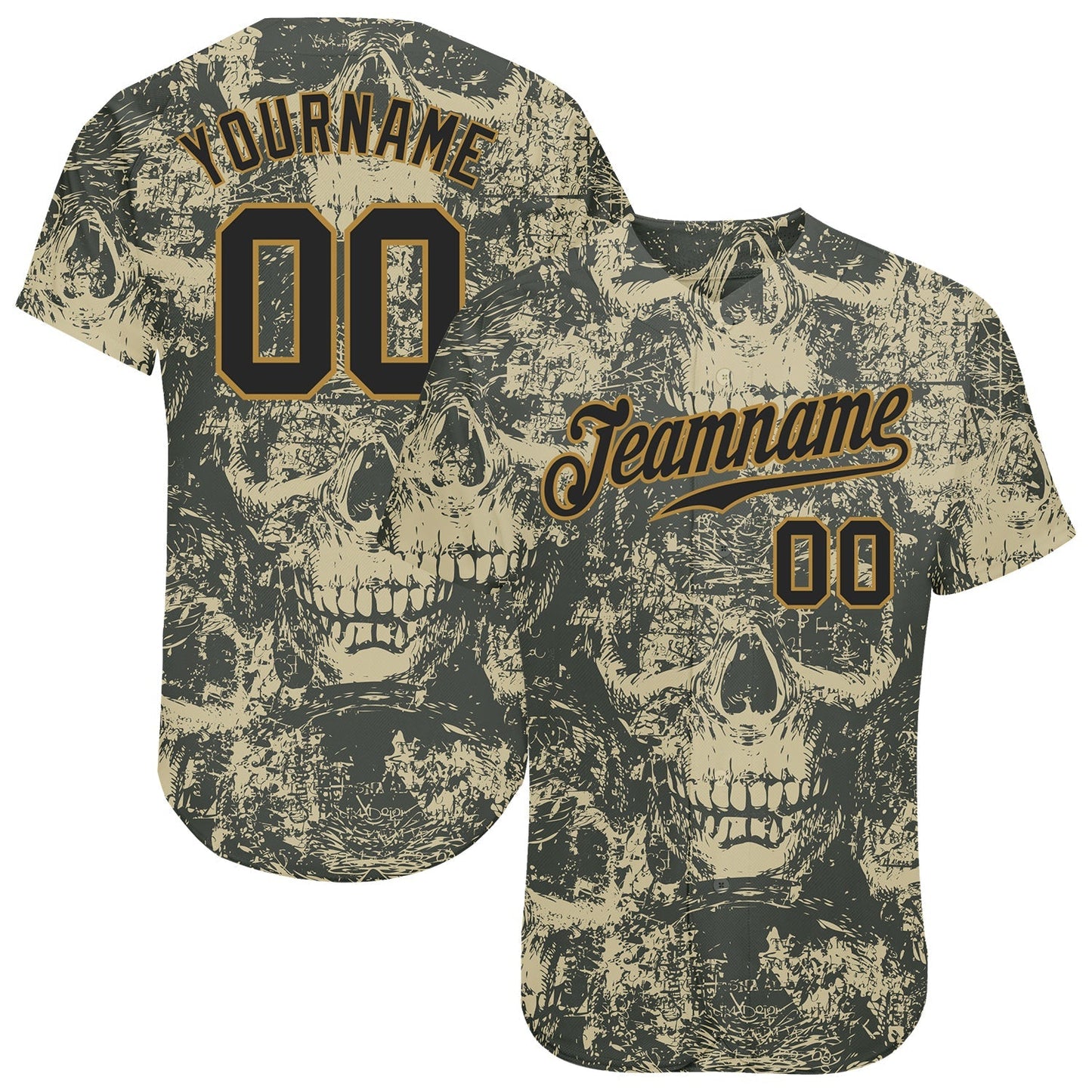 Frenzidea Custom 3D Pattern Halloween Skulls Baseball Jersey