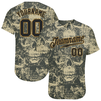 Frenzidea Custom 3D Pattern Halloween Skulls Baseball Jersey