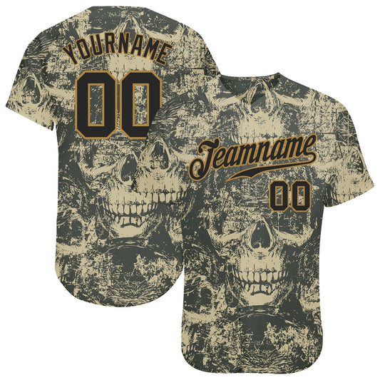 Frenzidea Custom 3D Pattern Halloween Skulls Baseball Jersey