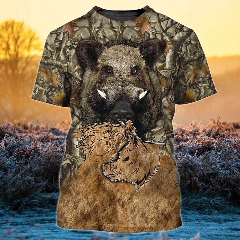 Frenzidea Wild Boar Hunting All Over Printed 3D Shirts