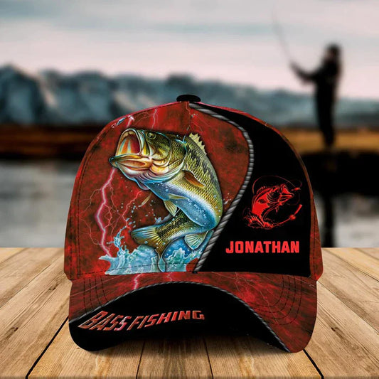 Frenzidea  Personalized Bass Fishing Red Cap