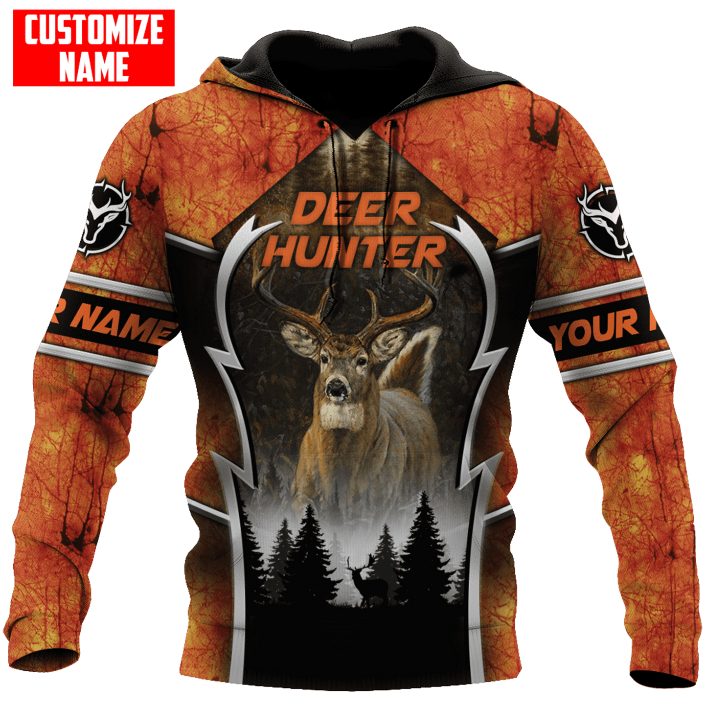 Frenzidea Personalized Deer Hunting Hunter Orange Camo 3D Shirts