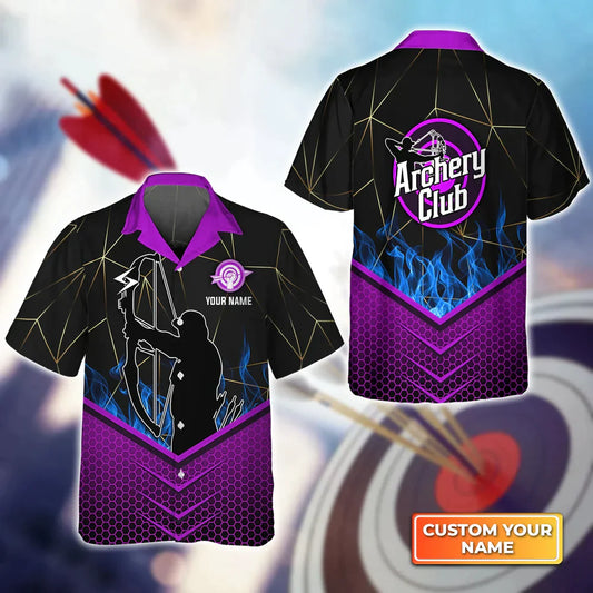 Frenzidea Ancher In Purple Background Archery Club 3D Hawaiian Shirt