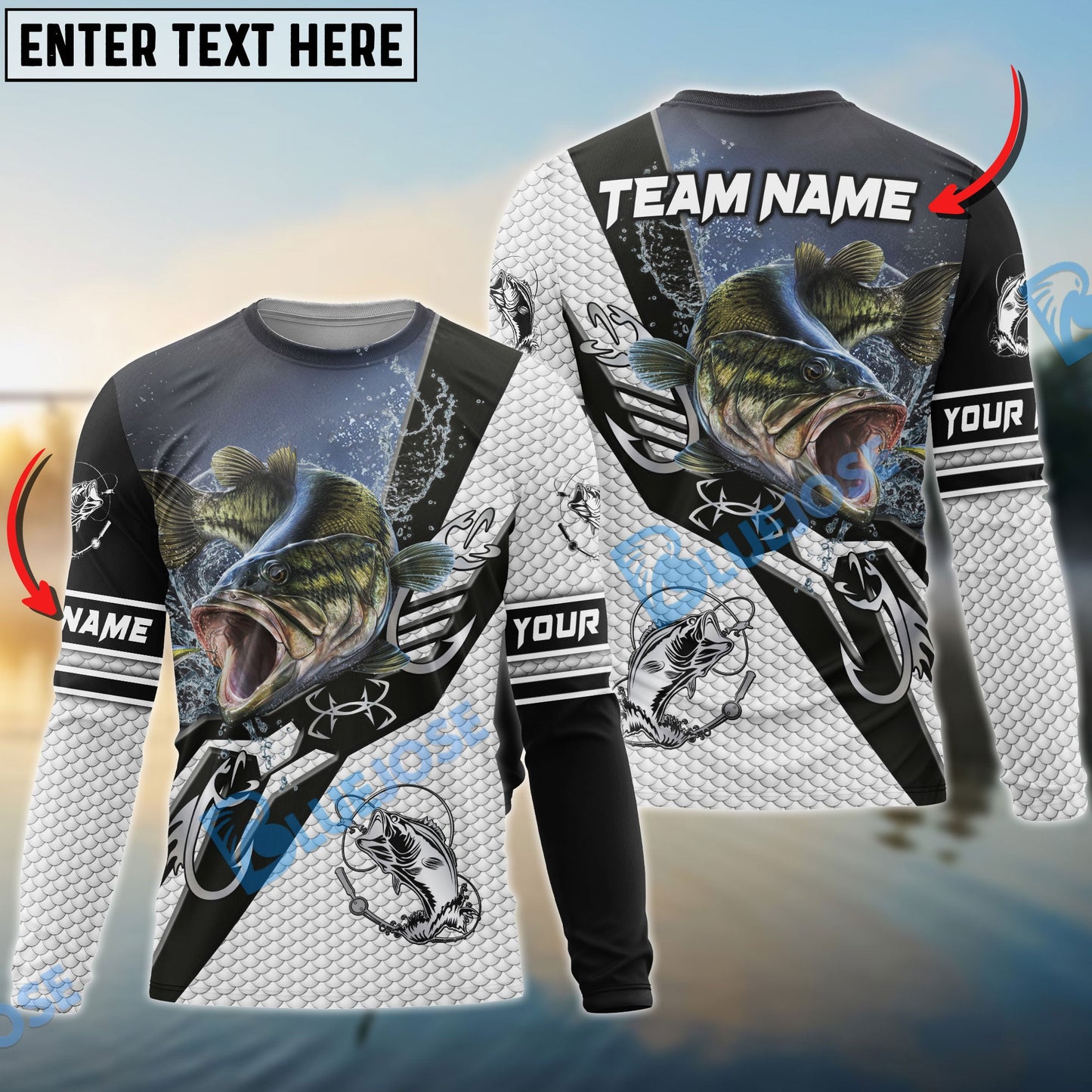 Frenzidea Bass Fishing Target Locked Custom Name & Team Name 3D Shirts