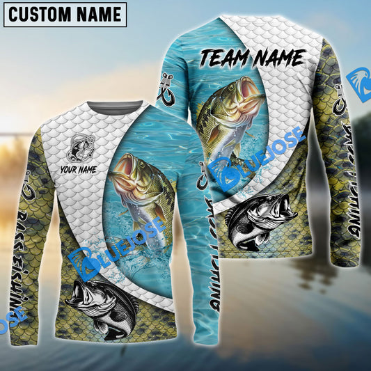 Frenzidea Bass Fishing White Skin Diagonal Custom Name & Team Name 3D Shirts