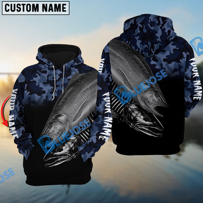 Frenzidea Chinook Salmon Fishing Camo Customize Name 3D Shirts