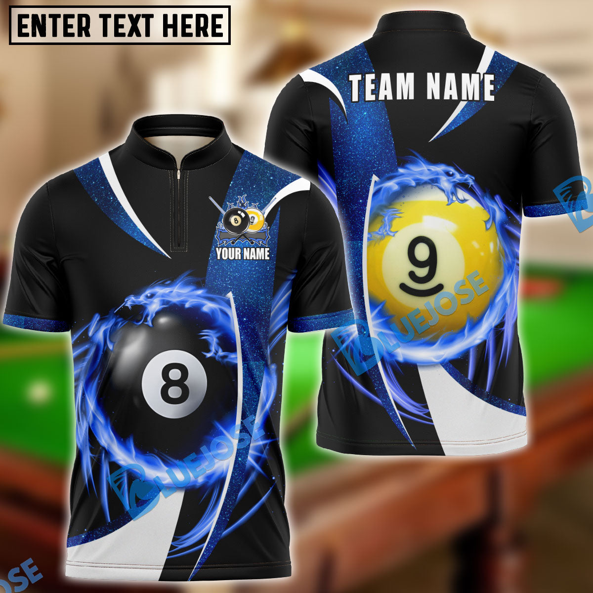 Frenzidea Billiards Ball 8 And 9 Wind Blade Personalized Name, Team Name Unisex Shirt ( 6 Colors )