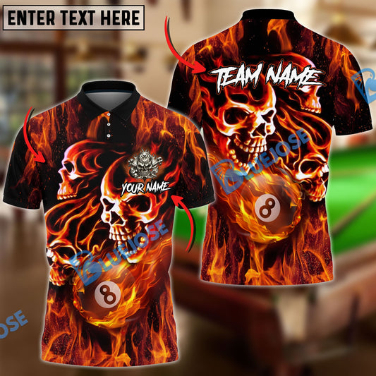 Frenzidea Billiards 8 Ball Fusion Skulls Personalized Name, Team Name Unisex Shirt ( 4 Colors )