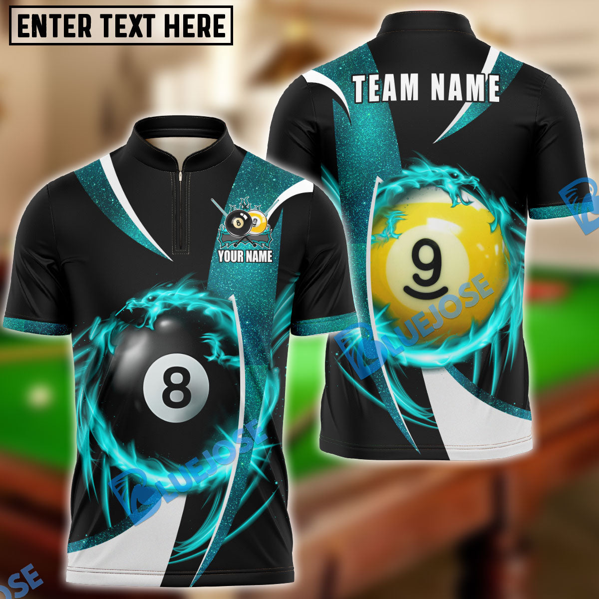 Frenzidea Billiards Ball 8 And 9 Wind Blade Personalized Name, Team Name Unisex Shirt ( 6 Colors )
