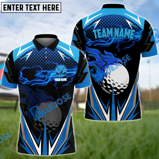 Frenzidea Premium Golf Ball Blue Fire Customized Name, Team Name 3D Shirts