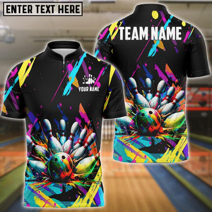 frenzideas Bowling Graffiti Splash Paint Customized Name, Team Name 3D Shirt