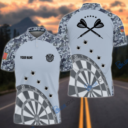 Frenzidea Darts Grey Camouflage Gun Holes Custom Polo Shirts