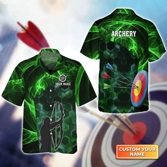 Frenzidea Archer And Target Board Green 3D Hawaiian Shirt