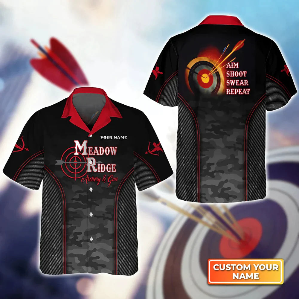 Frenzidea Archery Aim Shoot Swear Repeat 3D Hawaiian Shirt