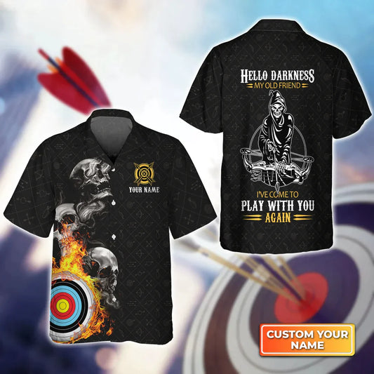 Frenzidea Archery Hello Darkness My Old Friend Personalized Name 3D Hawaiian Shirt