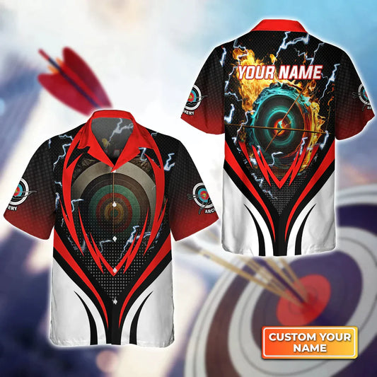 Frenzidea Archery Target Board On Flame 3D Hawaiian Shirt