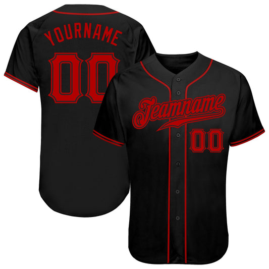 Frenzidea Custom Black Red Authentic Baseball Jersey