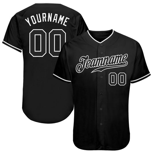 Frenzidea Custom Black Black-White Authentic Baseball Jersey