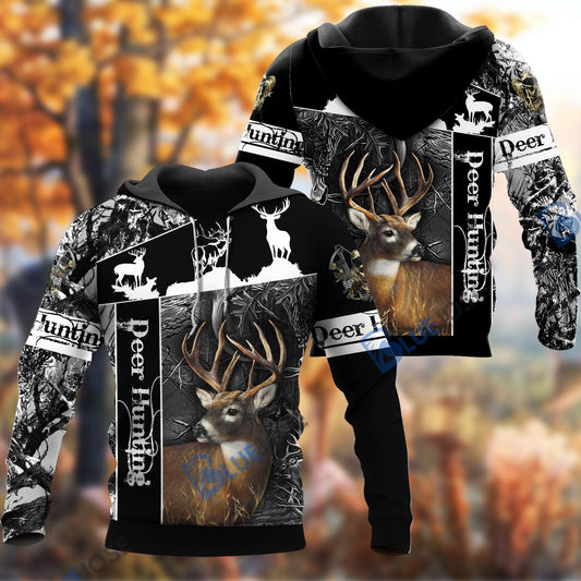 Frenzidea Personalized Name Deer Black Hunting Pattern 3D Shirts