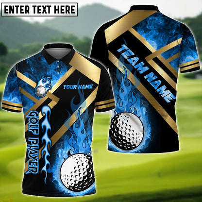 Frenzidea Golf Metal and Fire Customized Name, Team Name 3D Shirts (4 Colors)