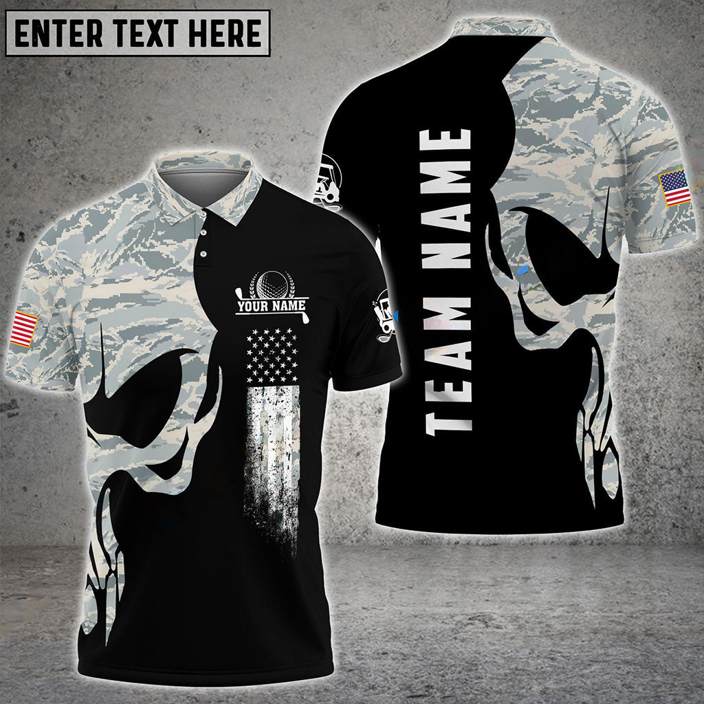 Frenzidea Golf Skull Camo Customized Name, Team Name 3D Shirts (4 Colors)