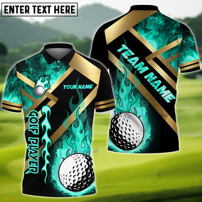 Frenzidea Golf Metal and Fire Customized Name, Team Name 3D Shirts (4 Colors)
