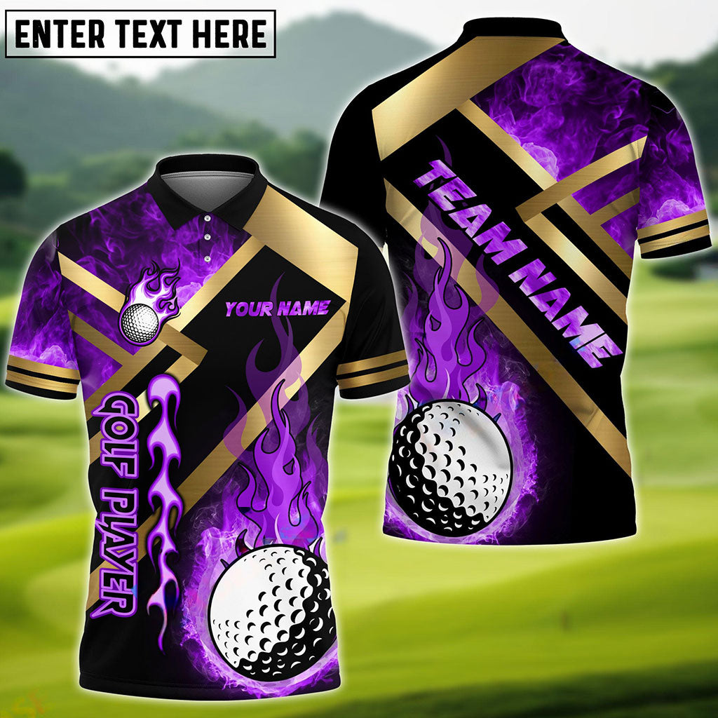 Frenzidea Golf Metal and Fire Customized Name, Team Name 3D Shirts (4 Colors)