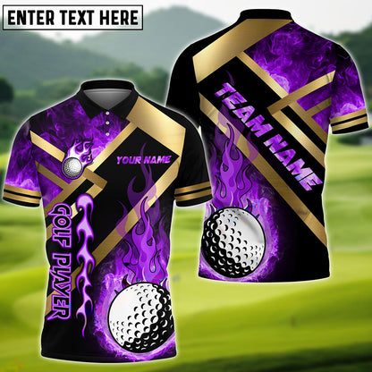 Frenzidea Golf Metal and Fire Customized Name, Team Name 3D Shirts (4 Colors)