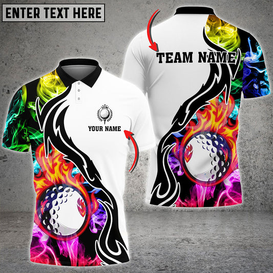 Frenzidea Golf Fireball Smoke Pattern Personalized Name, Team Name 3D Shirt