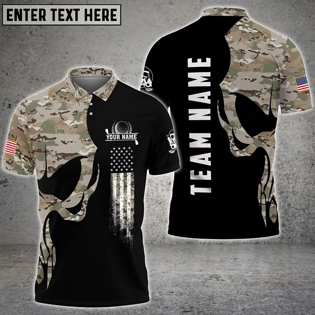 Frenzidea Golf Skull Camo Customized Name, Team Name 3D Shirts (4 Colors)