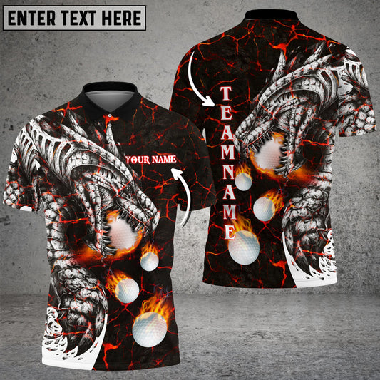 Frenzidea Dragon Fire Golf Ball Personalized Name, Team Name 3D Shirt