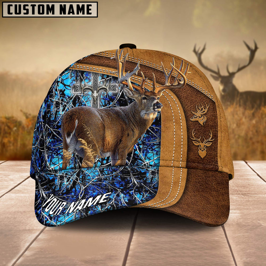 Frenzidea Cross America Hunting Deer Leather Pattern Multicolor Personalized Cap