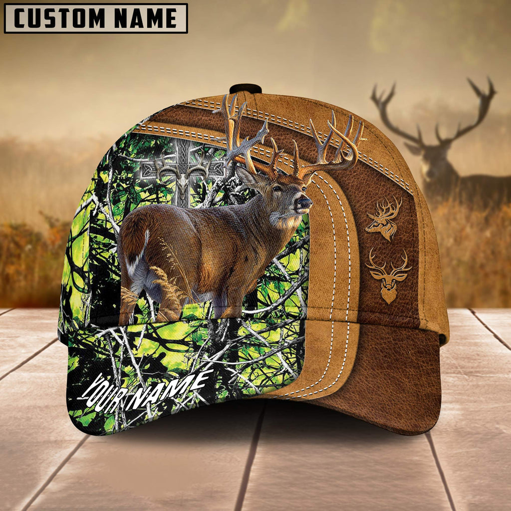 Frenzidea Cross America Hunting Deer Leather Pattern Multicolor Personalized Cap