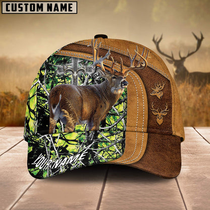 Frenzidea Cross America Hunting Deer Leather Pattern Multicolor Personalized Cap