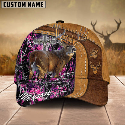 Frenzidea Cross America Hunting Deer Leather Pattern Multicolor Personalized Cap