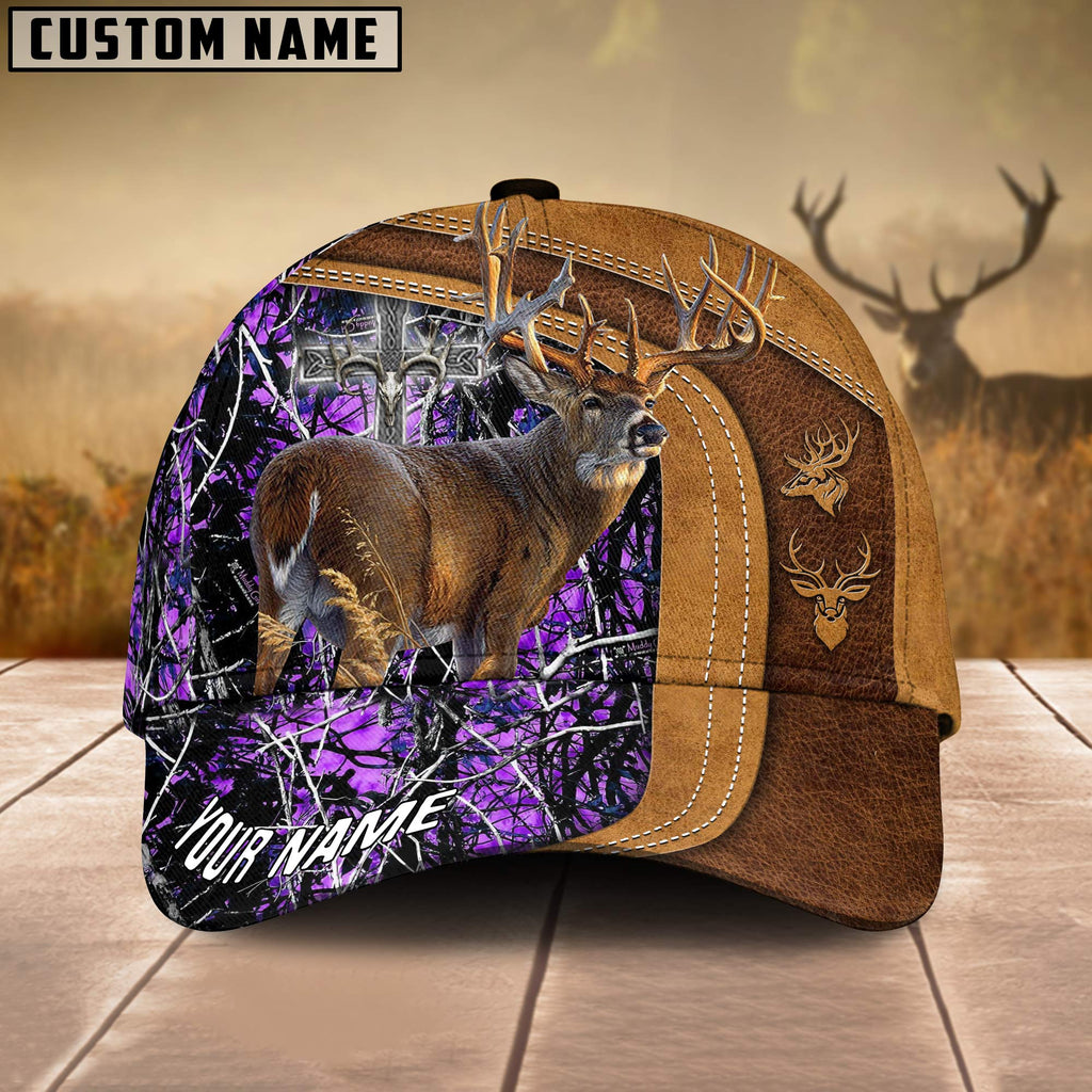 Frenzidea Cross America Hunting Deer Leather Pattern Multicolor Personalized Cap