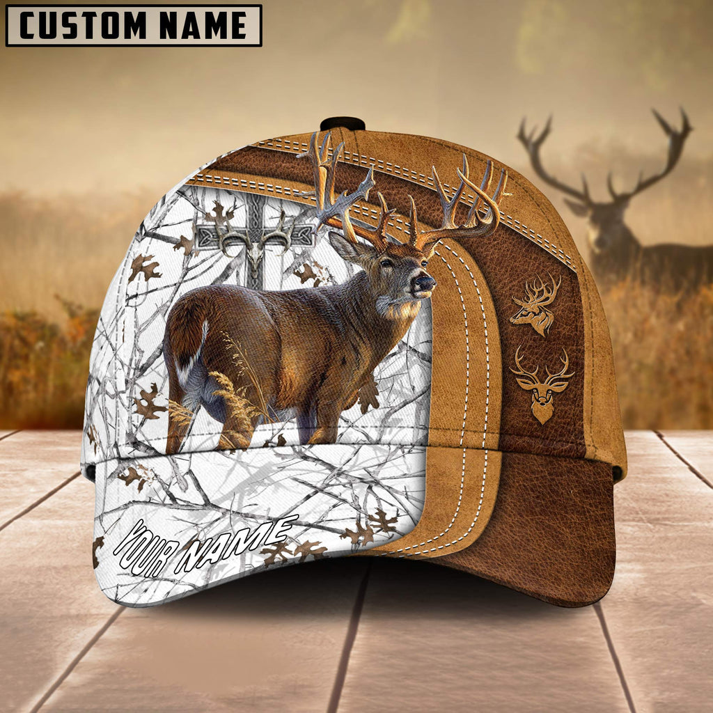 Frenzidea Cross America Hunting Deer Leather Pattern Multicolor Personalized Cap