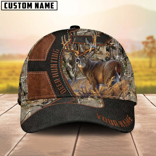 Frenzidea Deer Hunting Leather Pattern Personalized Cap