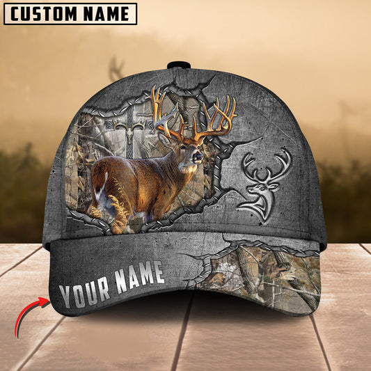 Frenzidea Deer Hunting Metal Under God Personalized Cap (9 Colors)