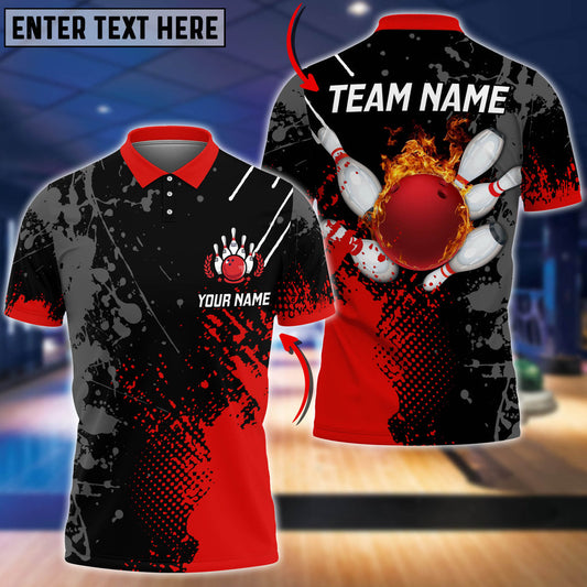 Frenzideas Personalized Name Paint Fire Bowling And Pins Multicolor 3D Shirt
