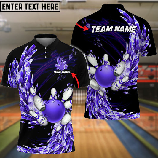 Frenzidea Bowling And Pins Ice Breath Pattern Customized Name 3D Shirt (4 Colors)