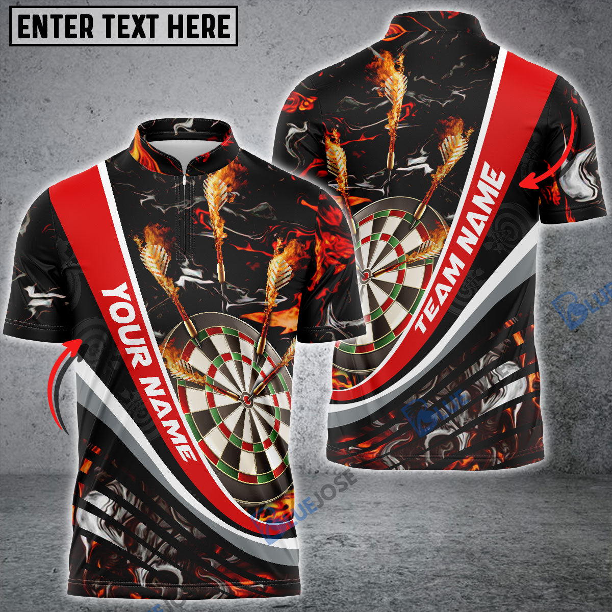 Frenzidea  Flaming Magma Darts Personalized Name, Team Name 3D Shirt (4 Colors)