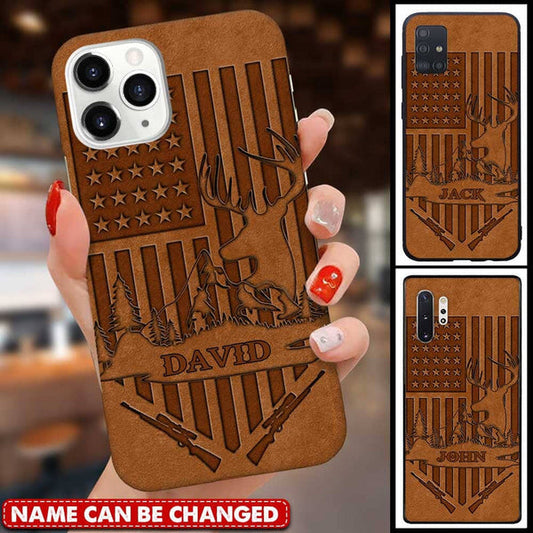 Frenzidea American Deer Hunting US Flag Hunter Personalized Name Phone Case