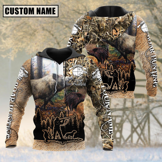 frenzidea Custom Name Boar Hunting Camo Style Shirt 3D Shirt