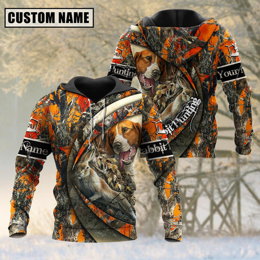frenzidea Custom Name Hunting Rabbit Camo US Flag 3D Shirt