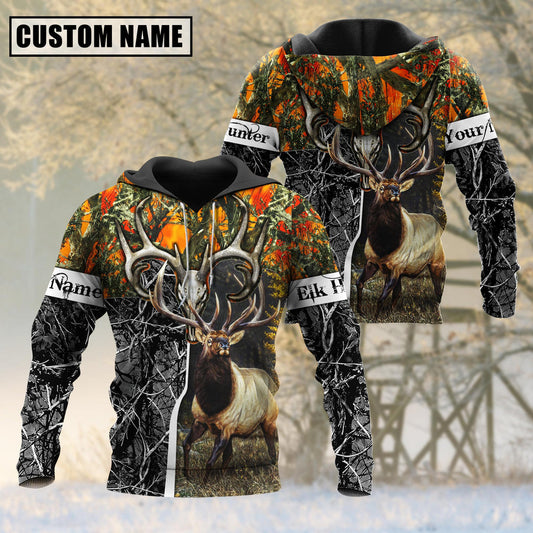 frenzidea Beautiful Elk Hunting Camo Personalized 3D Hoodie For Hunting Lover